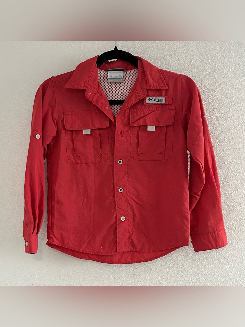Columbia Red Button-Front Kids' Utility Shirt